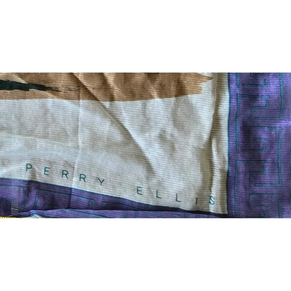 Perry Ellis Vintage 100% Cotton Scarf Goose Bird Print Classic Old Money Preppy